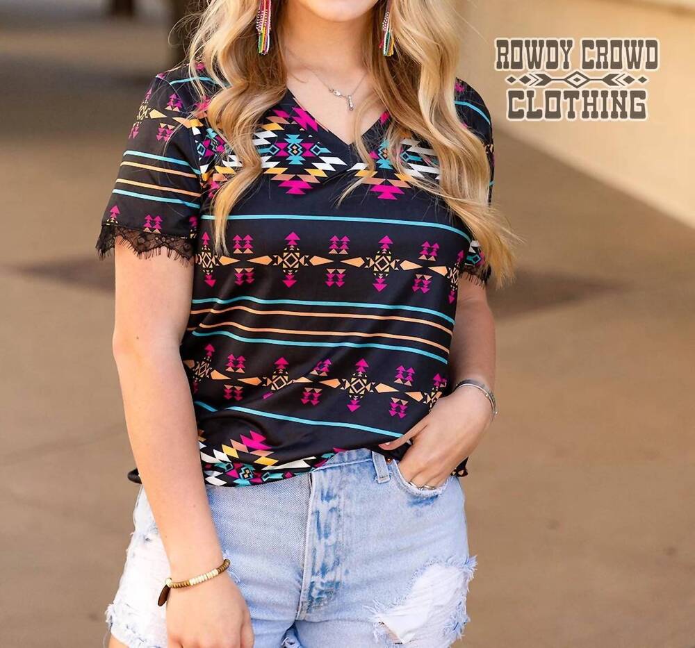 NEW ROWDY CROWD women's midnight rambler top in black